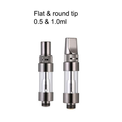 1ml Round Tip Top Airflow Ceramic CBD Cartridge E Cigarette Glass Cartridges